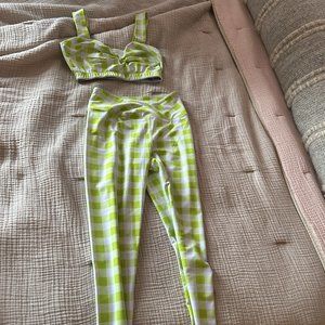 Year of Ours Gingham Pin Up Bra & Veronica Leggings Set